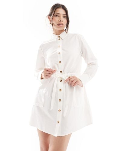 Nobody's Child Mia Utility Mini Shirt Dress - White