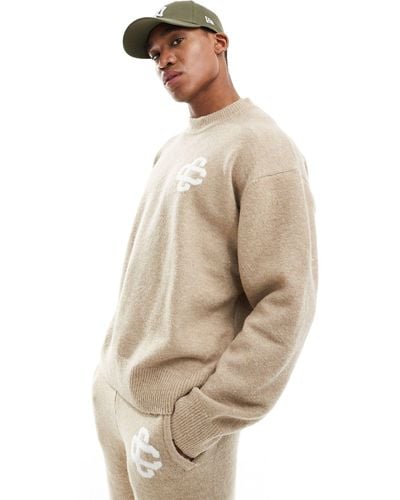 The Couture Club Fluffy Emblem Jumper - Natural