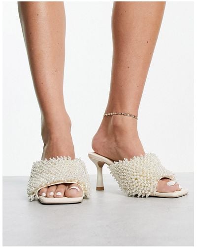 & Other Stories Pearl Covered Heeled Mules - White