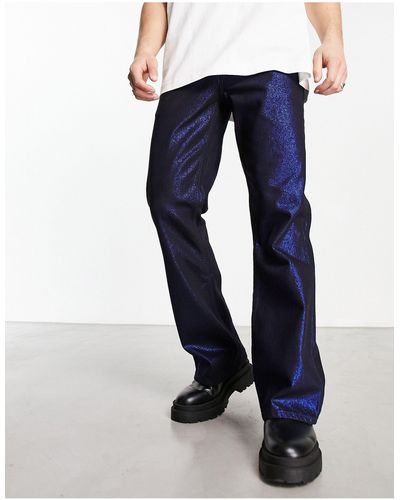 ASOS Retro Bootcut Metallic Jeans - Blue