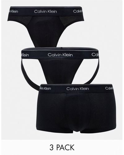 Calvin Klein Trunks, Briefs And Jock Strap 3 Pack - Black