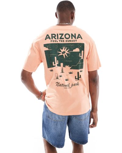 Jack & Jones Oversized Arizona Sunset Back Print T-shirt - Multicolour