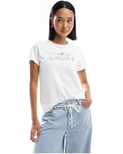 Levi's Perfect - t-shirt con stampa del logo batwing a tema western - Bianco