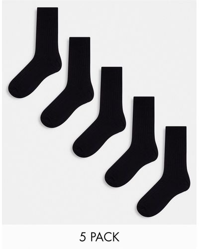 Weekday Confezione da 5 paia di calzini neri a coste - Bianco