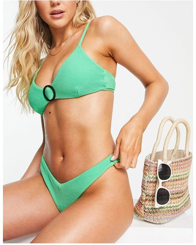 Accessorize Crinkle Crop Bikini Top - Green