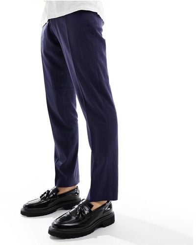 French Connection Linen Formal Smart Trouser - Blue