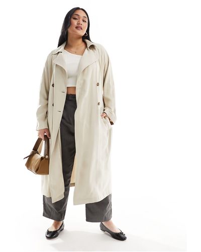 ASOS Asos Design Curve Soft Midi Trench Coat - White