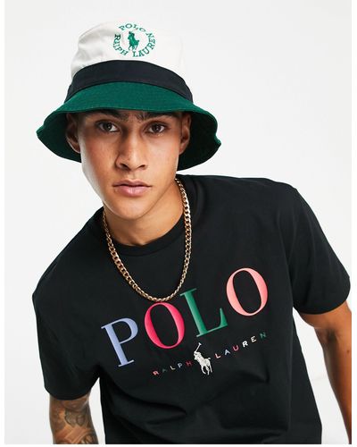 Polo Ralph Lauren X Asos - Exclusieve Samenwerking - Bucket Hat Met Kleurvlakken En Rond Logo - Zwart