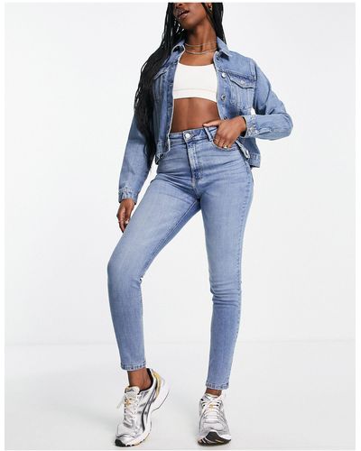 Pull&Bear High Waisted Skinny Contour Jeans - Blue