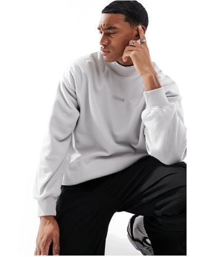 Jack & Jones – hochgeschlossenes oversize-sweatshirt aus fleece - Grau