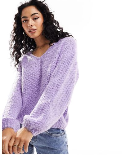 Vero Moda V-neck Long Sleeve Knitted Sweater - Purple