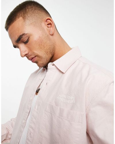 Pull&Bear Smart Long Sleeve Oxford Shirt - Pink