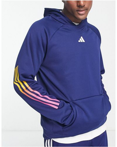 adidas Originals Adidas - Training - Train Icons - Hoodie Met 3-stripes Met Kleurverloop - Blauw