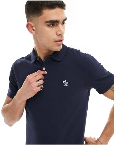 Abercrombie & Fitch Elevated Icon Logo Pique Polo - Blue