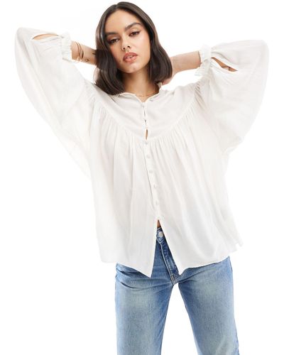 & Other Stories Volume Blouse With Fill Edge Collar And Cuffs - White