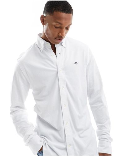 GANT – jersey-piqué-hemd - Weiß