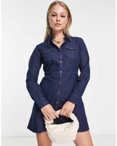 & Other Stories Robe chemise courte en jean - foncé - Bleu