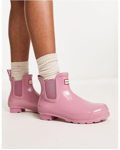 HUNTER Original Chelsea Gloss Boots - Pink