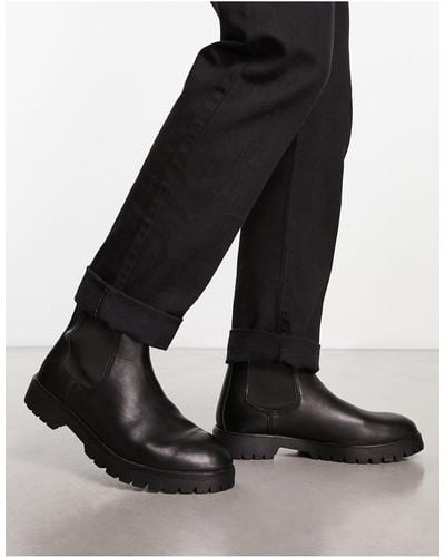 Red Tape Chunky Mid Calf Chelsea Boots - Black