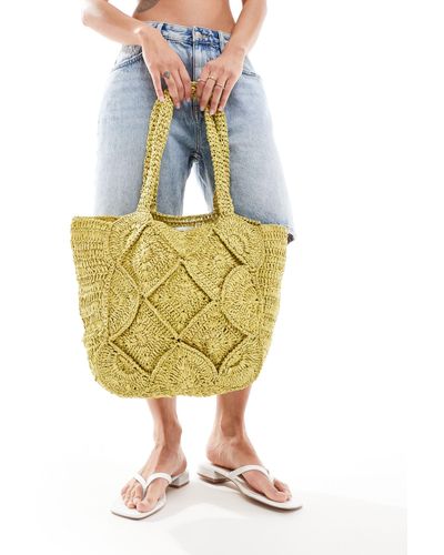 Accessorize Crochet Tote Bag - Yellow