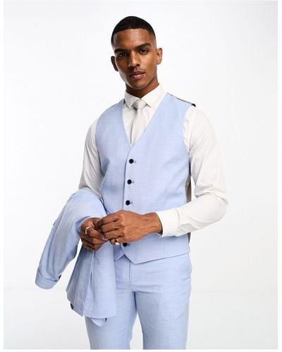 Ben Sherman Slim Fit Suit Waistcoat - Blue