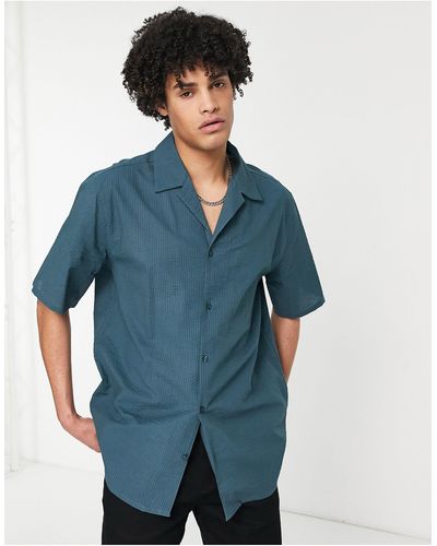 Ban.do – kurzärmliges oversize-hemd aus seersucker, kombiteil - Grün