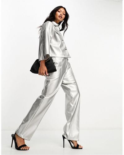 Closet Metallic Trousers - White