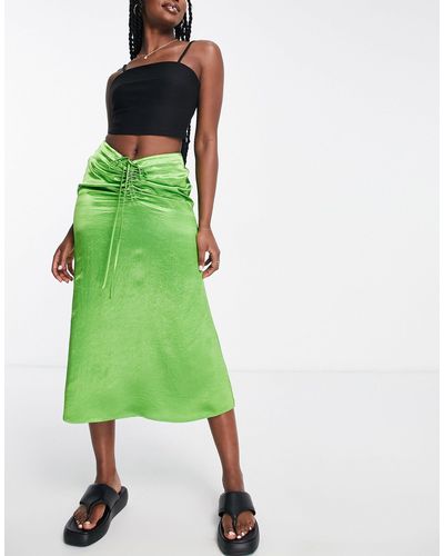 & Other Stories Midi Skirt With Ruched Tie Front - Green