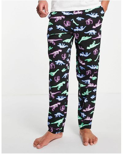 ASOS Lounge Pyjamabroek Met Dinosaurusprint - Zwart