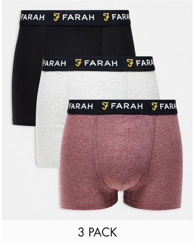 Farah Confezione da 3 boxer neri, grigi e bordeaux mélange - Nero