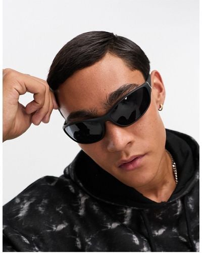 ASOS Curved Frame Sunglasses With Smoke Lens - Black