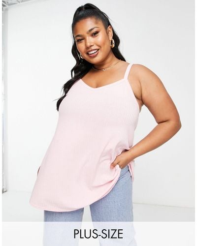 Yours Ribbed Swing Cami Top - Pink