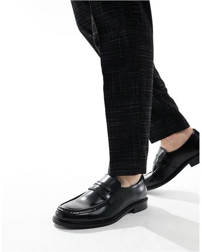 Dune Leather Penny Loafers - Black