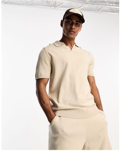 SELECTED Knitted Polo Co-ord - Natural