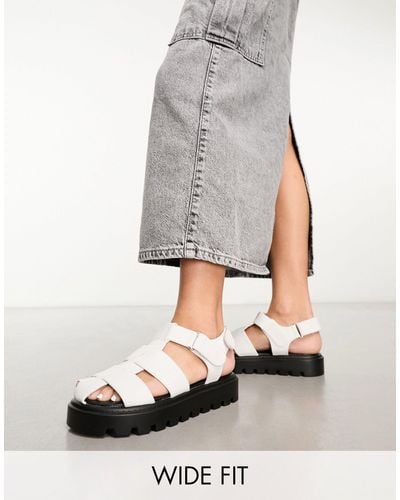 Simply Be Wide Fit Fisherman Flat Sandals - Grey