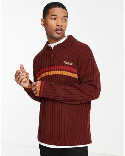 Kickers Knit Long Sleeve Polo - Brown