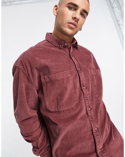 ASOS Oversized Corduroy Overhemd - Rood