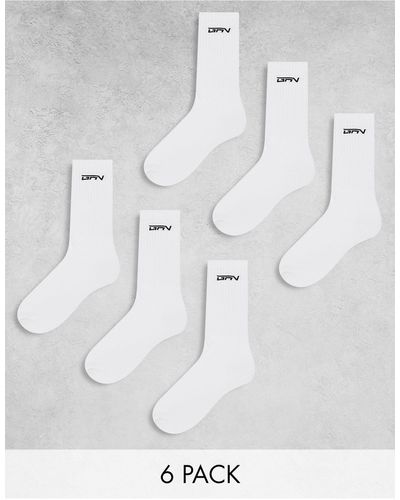 Good For Nothing 6 Pack Embroidered Logo Socks - White
