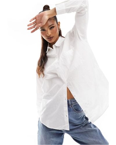 Pull&Bear Oversized Poplin Shirt - White
