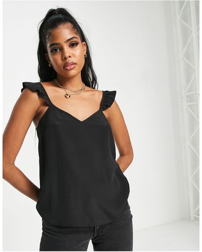 Lipsy Frill Sleeve Cami Top - Black