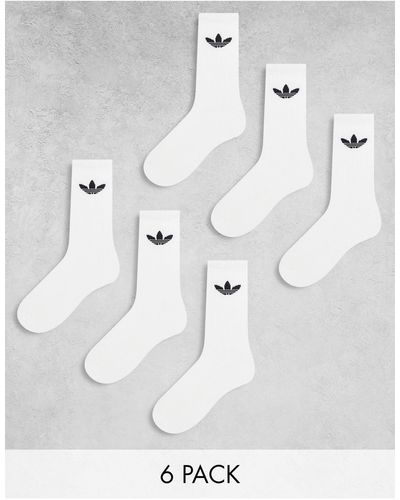 adidas Originals – 6er-pack socken mit dreiblatt-logo - Weiß