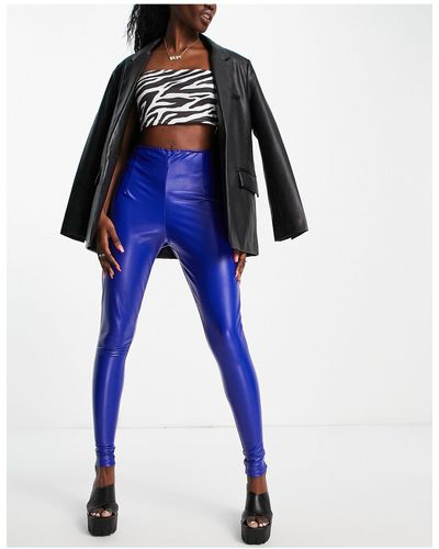 I Saw It First Leather Look leggings - Blue
