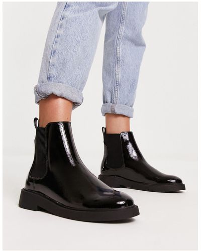 New Look Lakleren Platte Chelsea Boots - Zwart