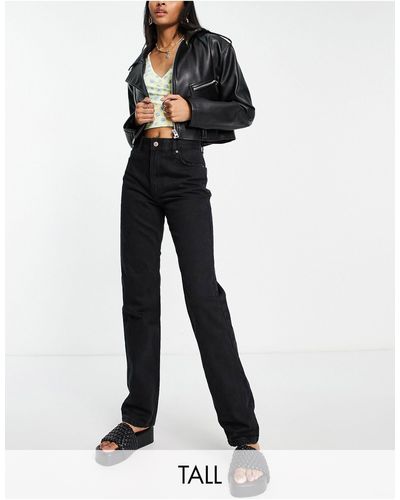 Bershka Tall - Dad Jeans Met Hoge Taille - Zwart