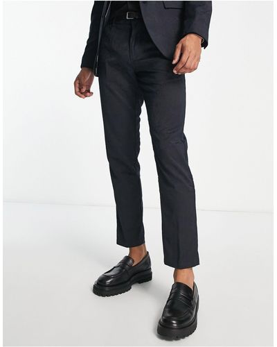 New Look Pantaloni da abito slim jacquard - Blu