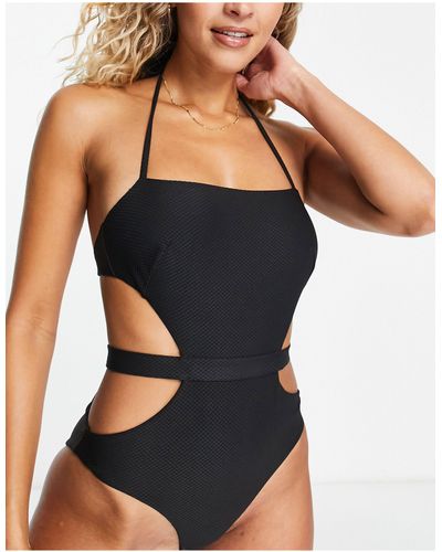 & Other Stories Cut-out Square Neck Swimsuit - Black