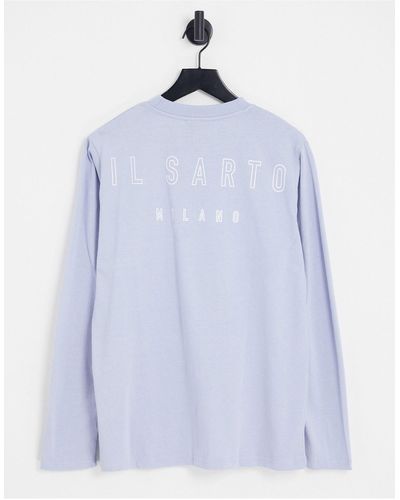 Il Sarto Branded Outline Long Sleeve T-shirt - Blue