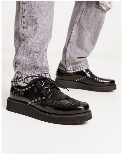ASOS Chunky Sole Creeper Shoes With Eyelet Detail - Black