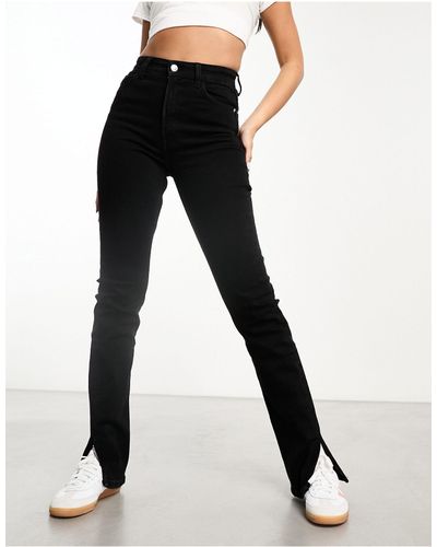 Bershka Flared Jeans Met Split - Zwart