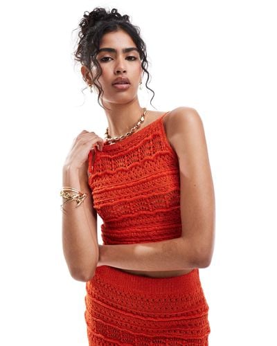 ASOS Knitted Cami Top With Tie Detail - Red